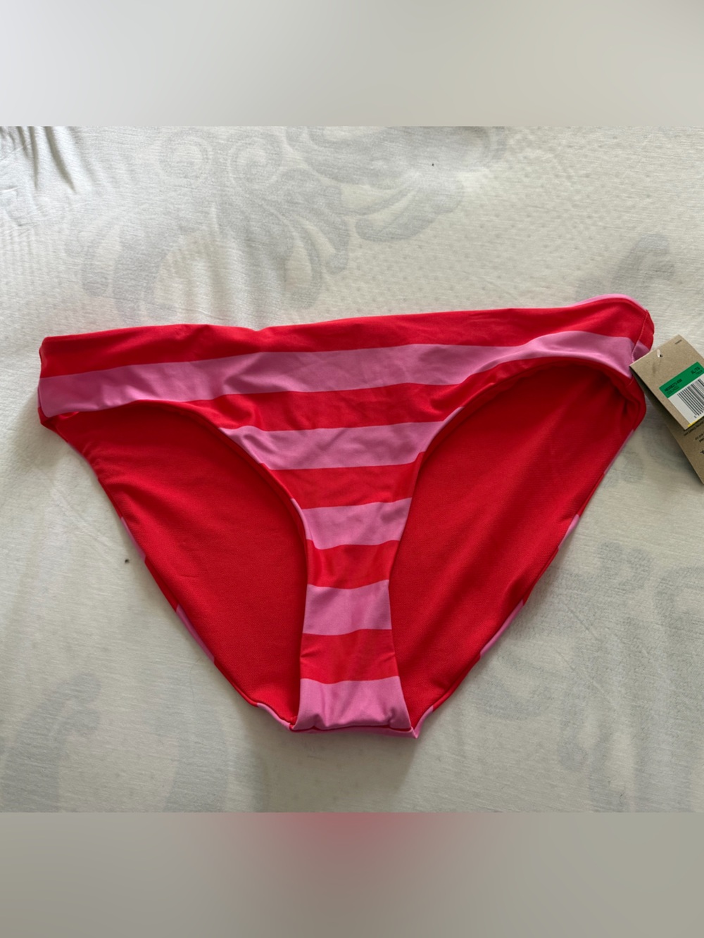 Nike Red and Pink Striped Women’s Bikini Bottoms